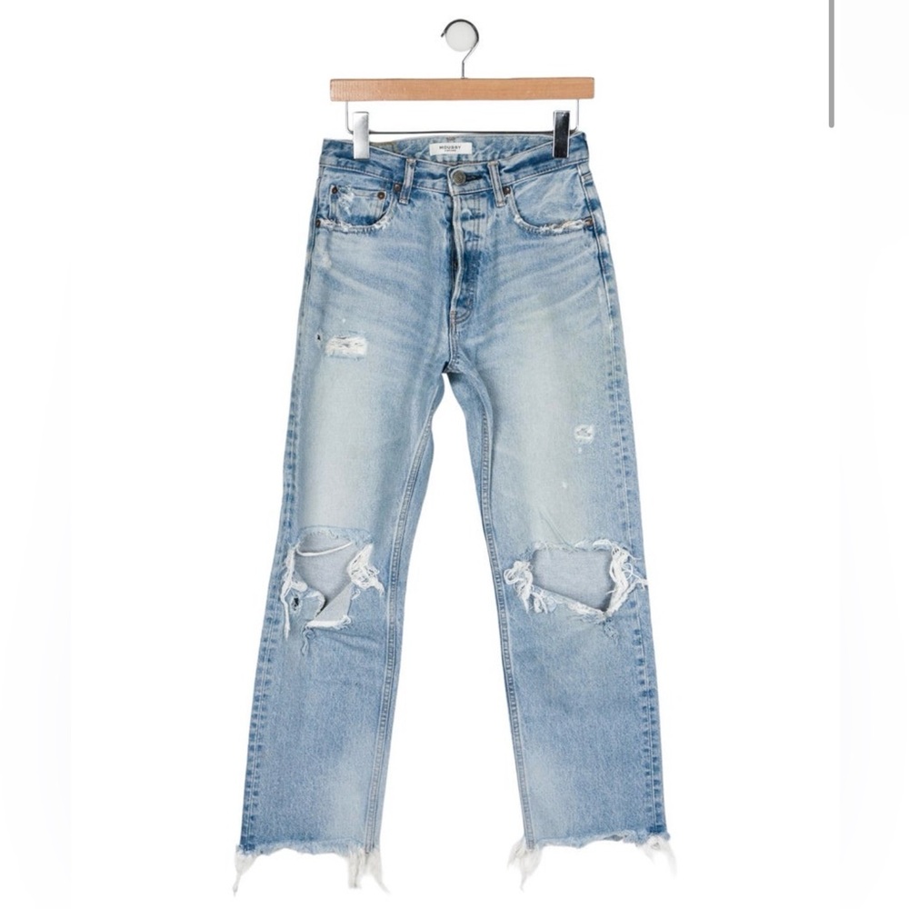Moussy Mid-rise Distressed Straight-Leg Jeans